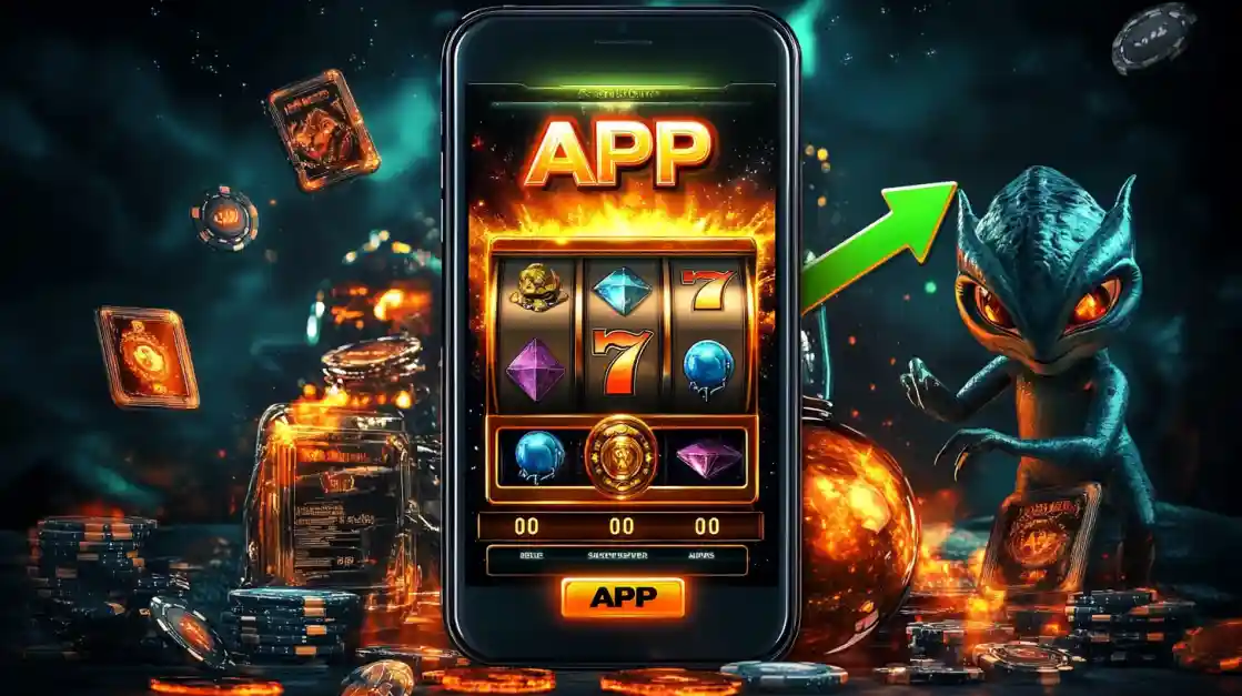 A slot-style game shown inside the L444 mobile app, highlighting a fun gaming experience.